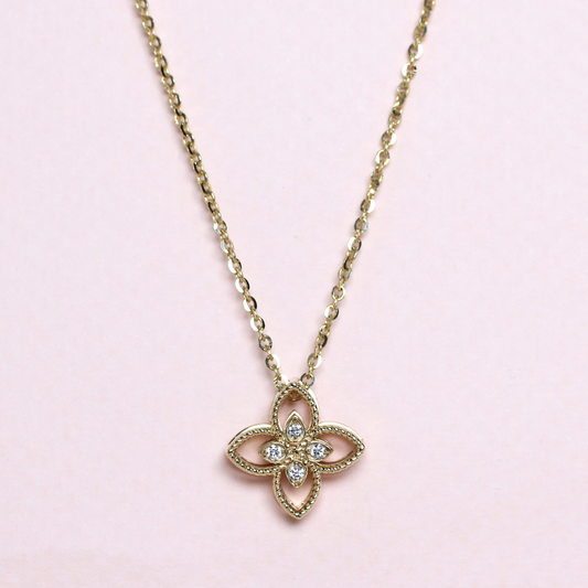 0.07cts Round cut Lab-grown Flower necklace