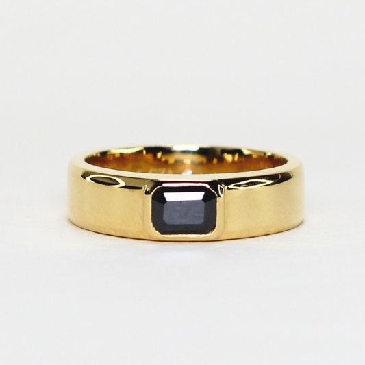 6.5mm 1.005ct Emerald cut Black diamond Lab-grown Male Band