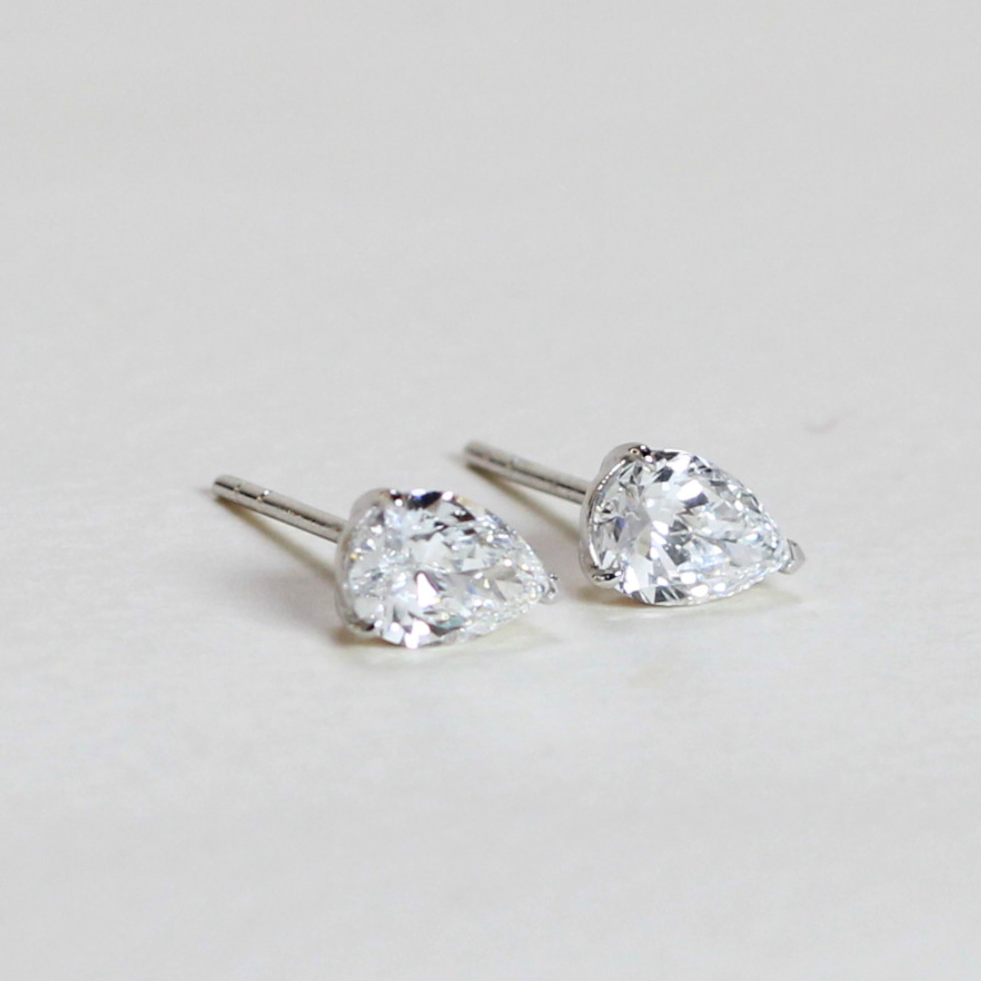 1.06cts Pear cut Lab-grown Solitaire earrings