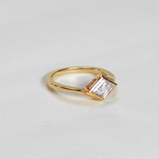1.13ct Shield cut Solitaire Lab-grown bezeled ring