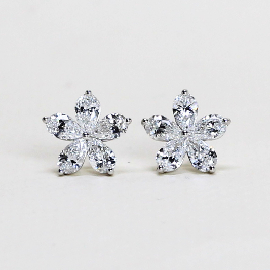 1.80cts Pear cut lab-grown Flower stud earrings