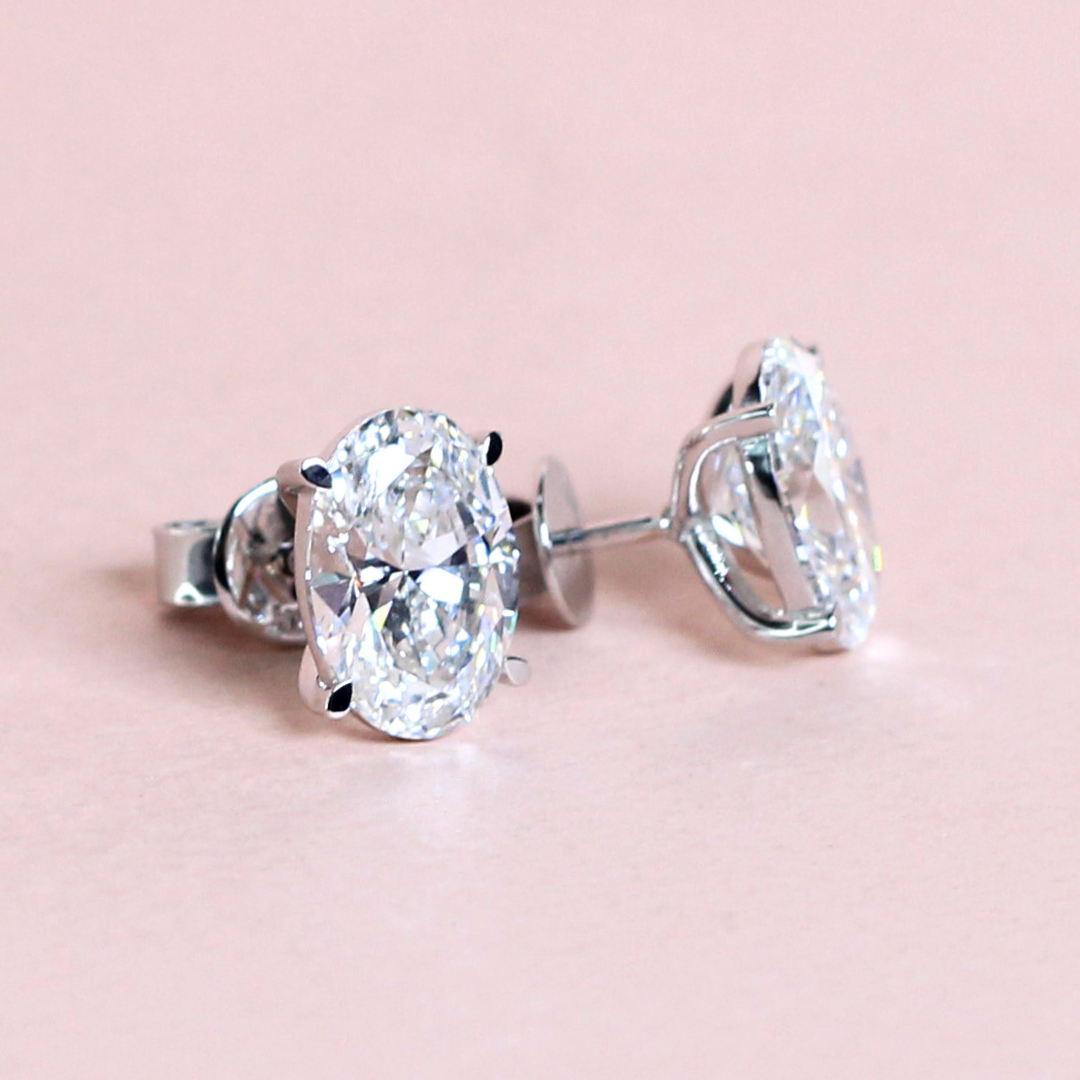 4cts Oval cut Lab-grown stud earrings