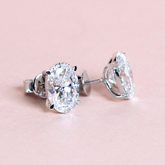 4cts Oval cut Lab-grown stud earrings