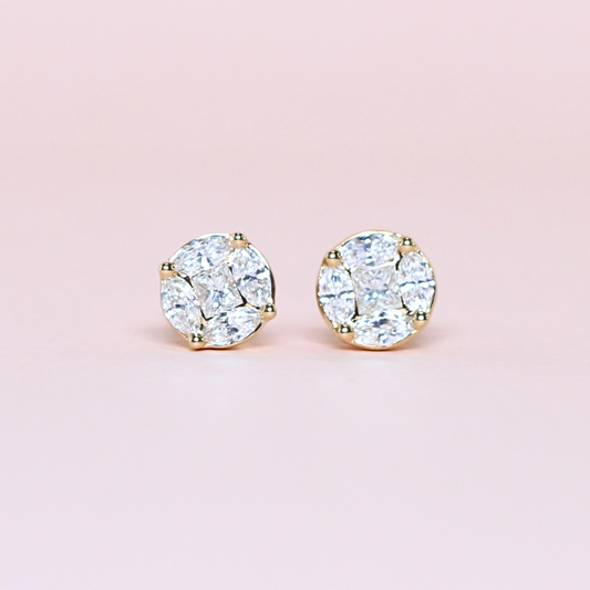 1.20cts Round Illusion Stud earrings