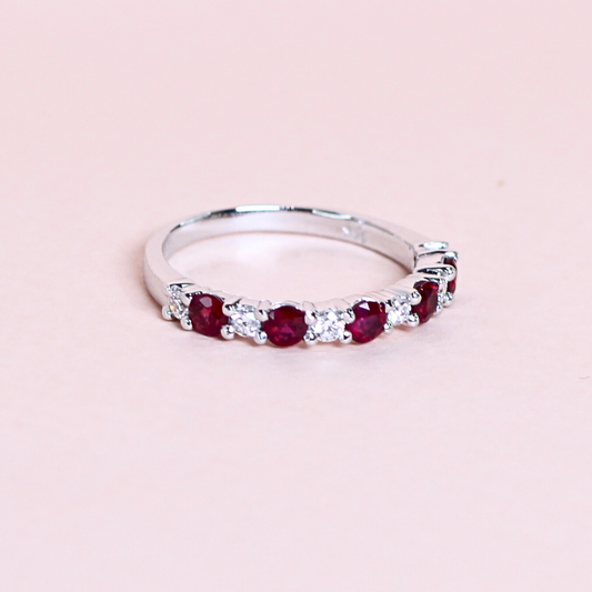 Alternating Diamond and Ruby ring