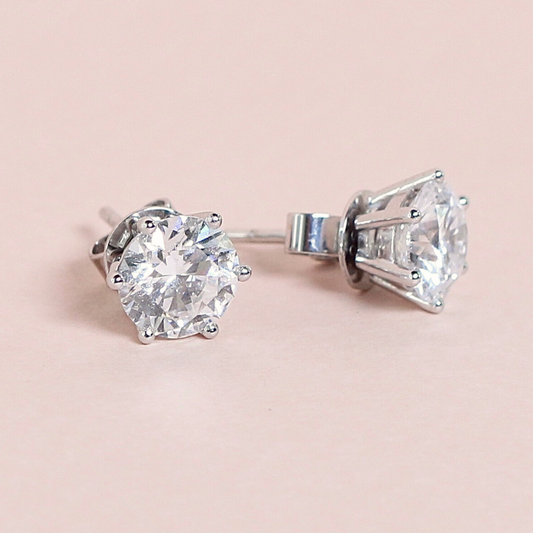 4.28cts Round cut Lab-grown Solitaire Stud earrings
