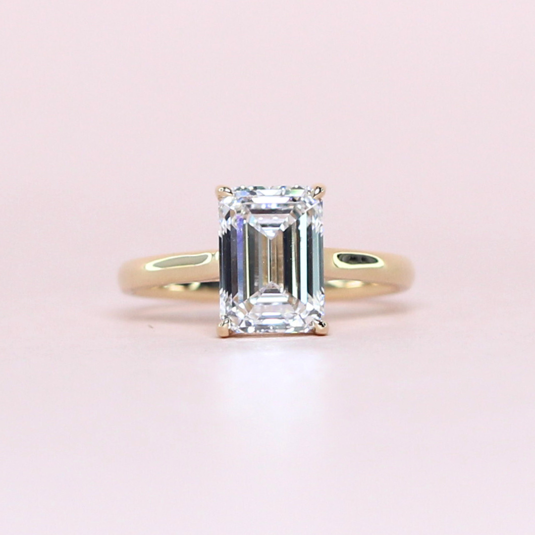 2ct Emerald cut Lab-Grown ring with hidden halo