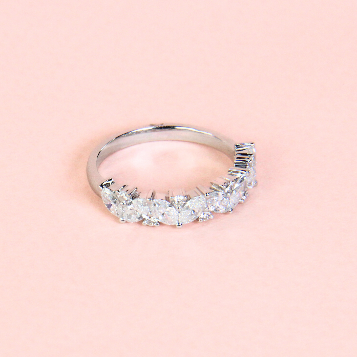 1.09cts Marquise and Round cut Half Eternity ring