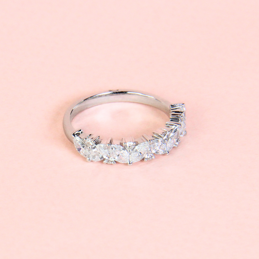 1.09cts Marquise and Round cut Half Eternity ring