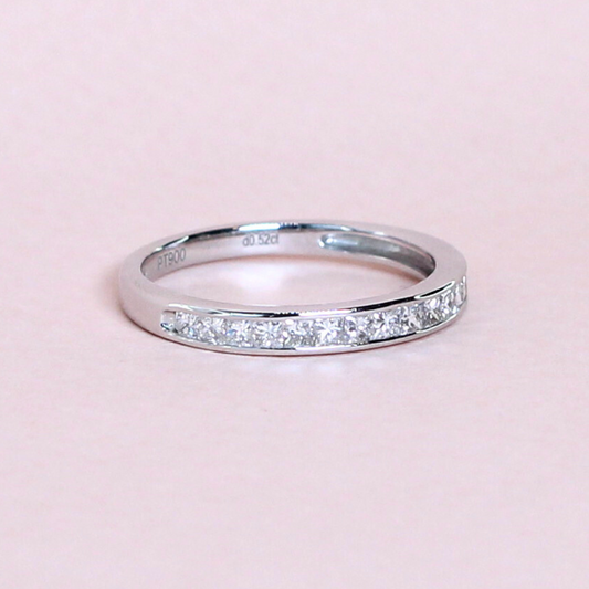 .52cts Princess cut Lab-grown Half Eternity Platinum ring