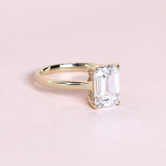 2ct Emerald cut Lab-Grown ring with hidden halo
