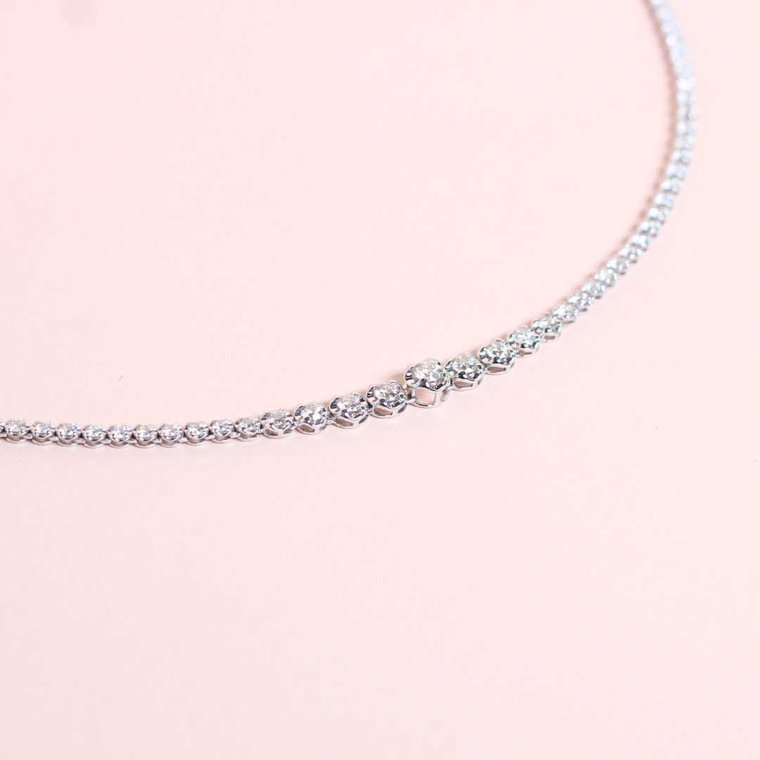 5cts Round cut Graduating Tennis necklace