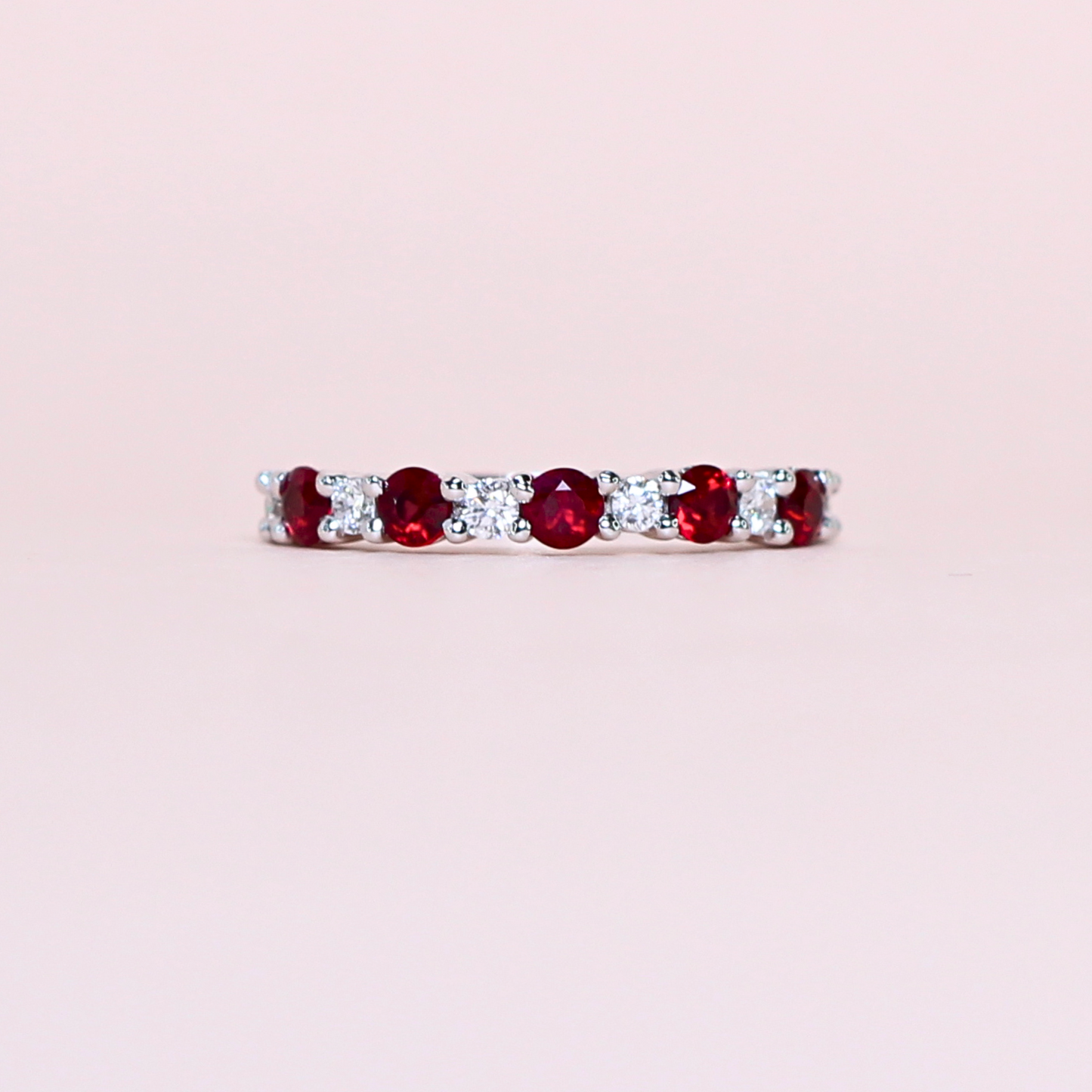 Ruby and Diamond Half Eternity ring