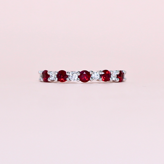 Ruby and Diamond Half Eternity ring