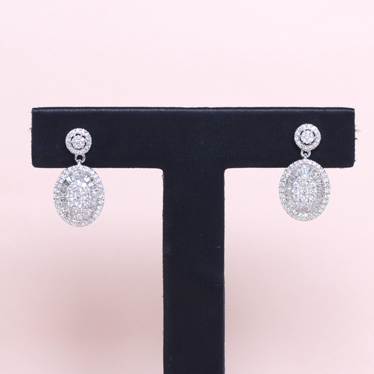 1.55cts Oval Illusion Drop earrings