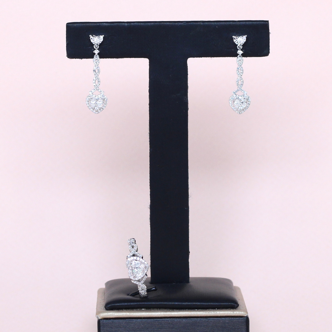 .76cts Heart illusion Dangling set