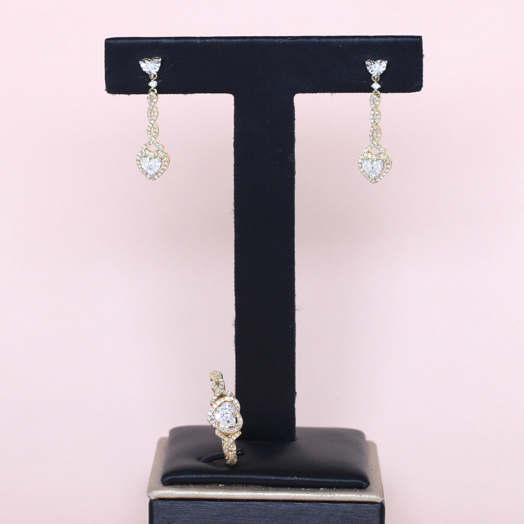 .76cts Heart illusion Dangling set