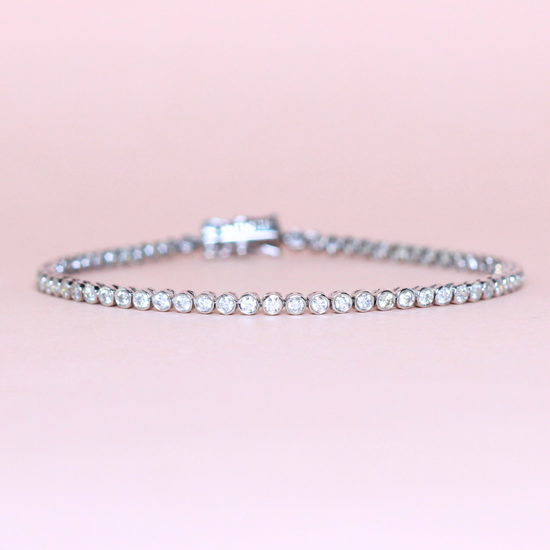 1.57cts Round cut bezel Tennis bracelet