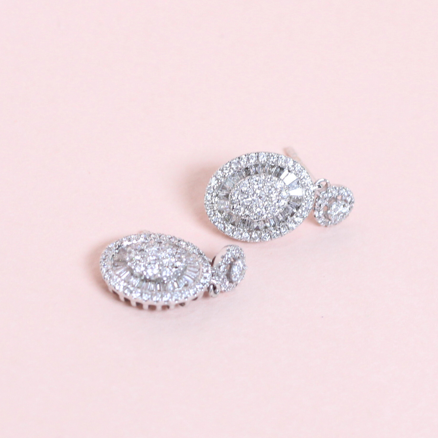 1.55cts Oval Illusion Drop earrings