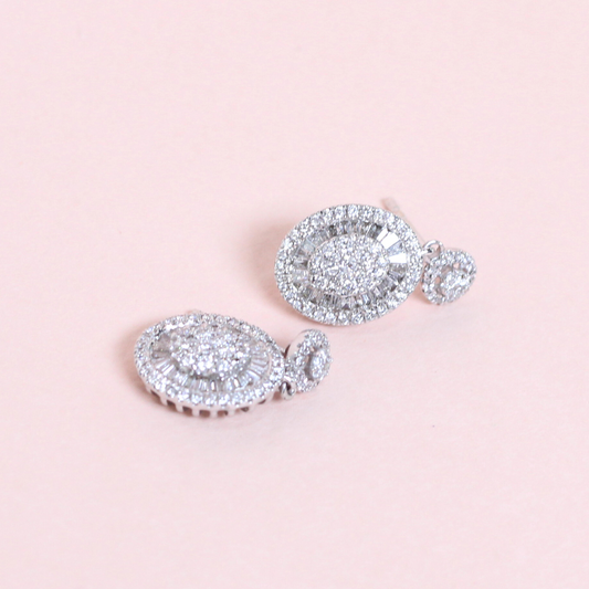 1.55cts Oval Illusion Drop earrings