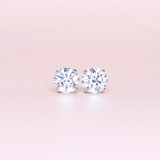 4.09cts Round brilliant cut diamond stud earrings
