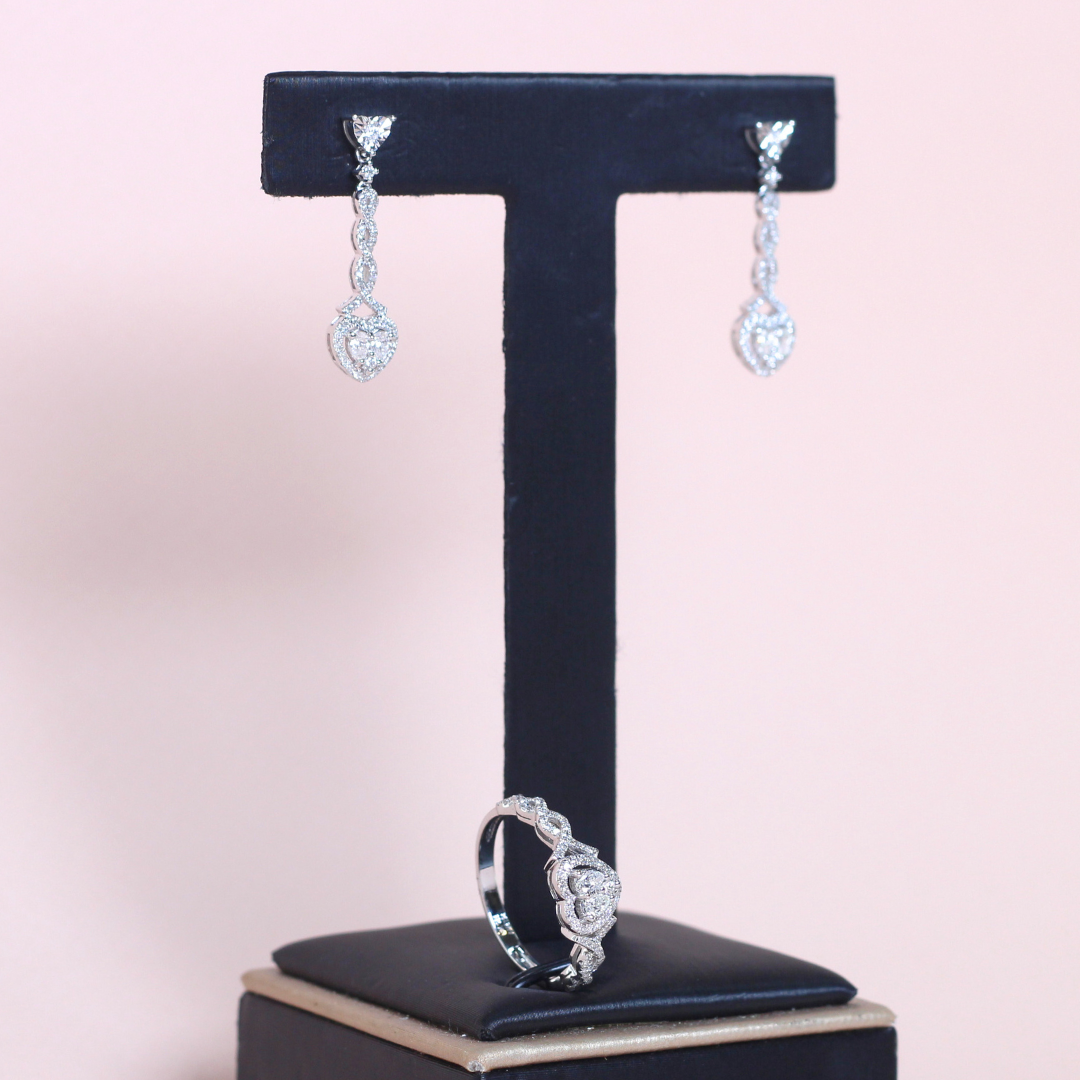 .76cts Heart illusion Dangling set