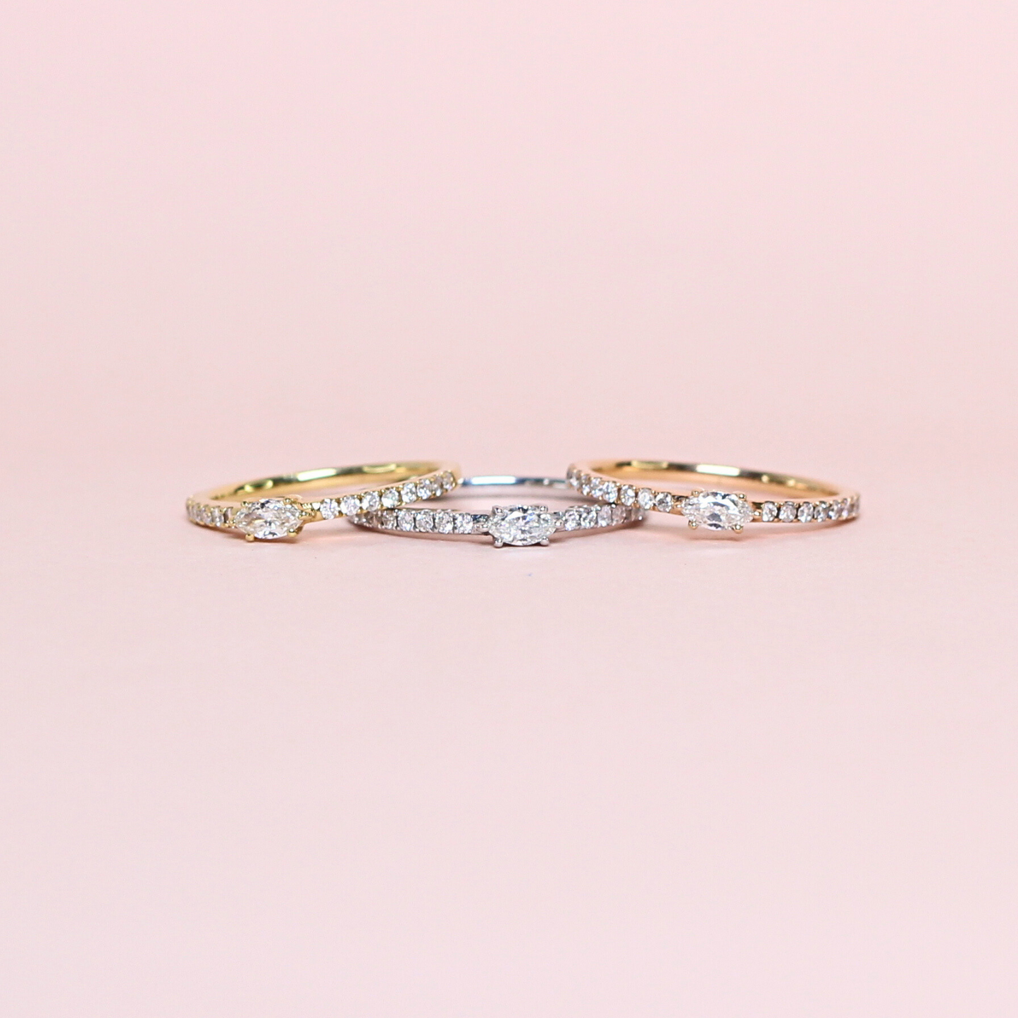.30cts Marquise and Round cut Half eternity ring
