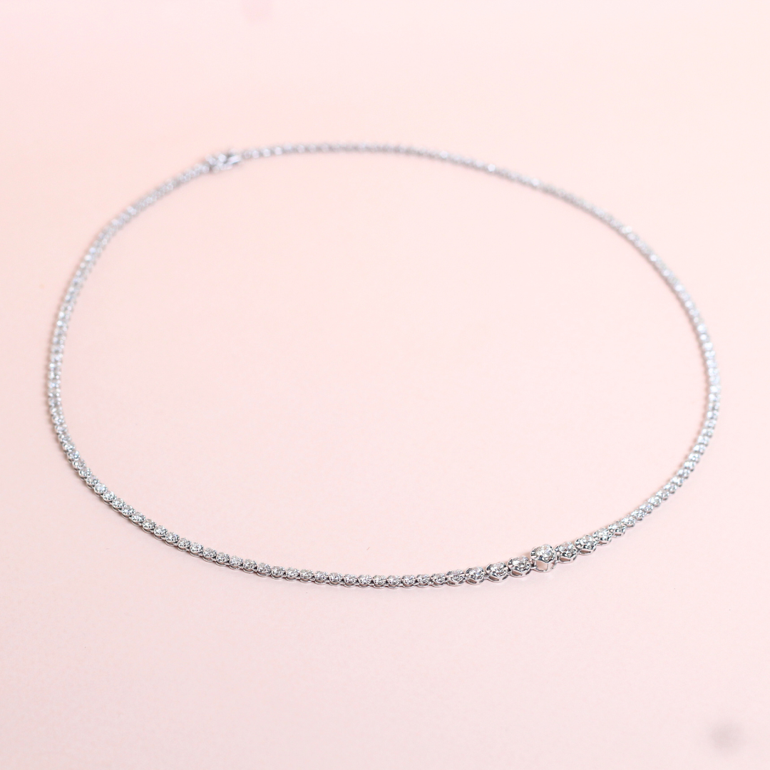 5cts Round cut Graduating Tennis necklace
