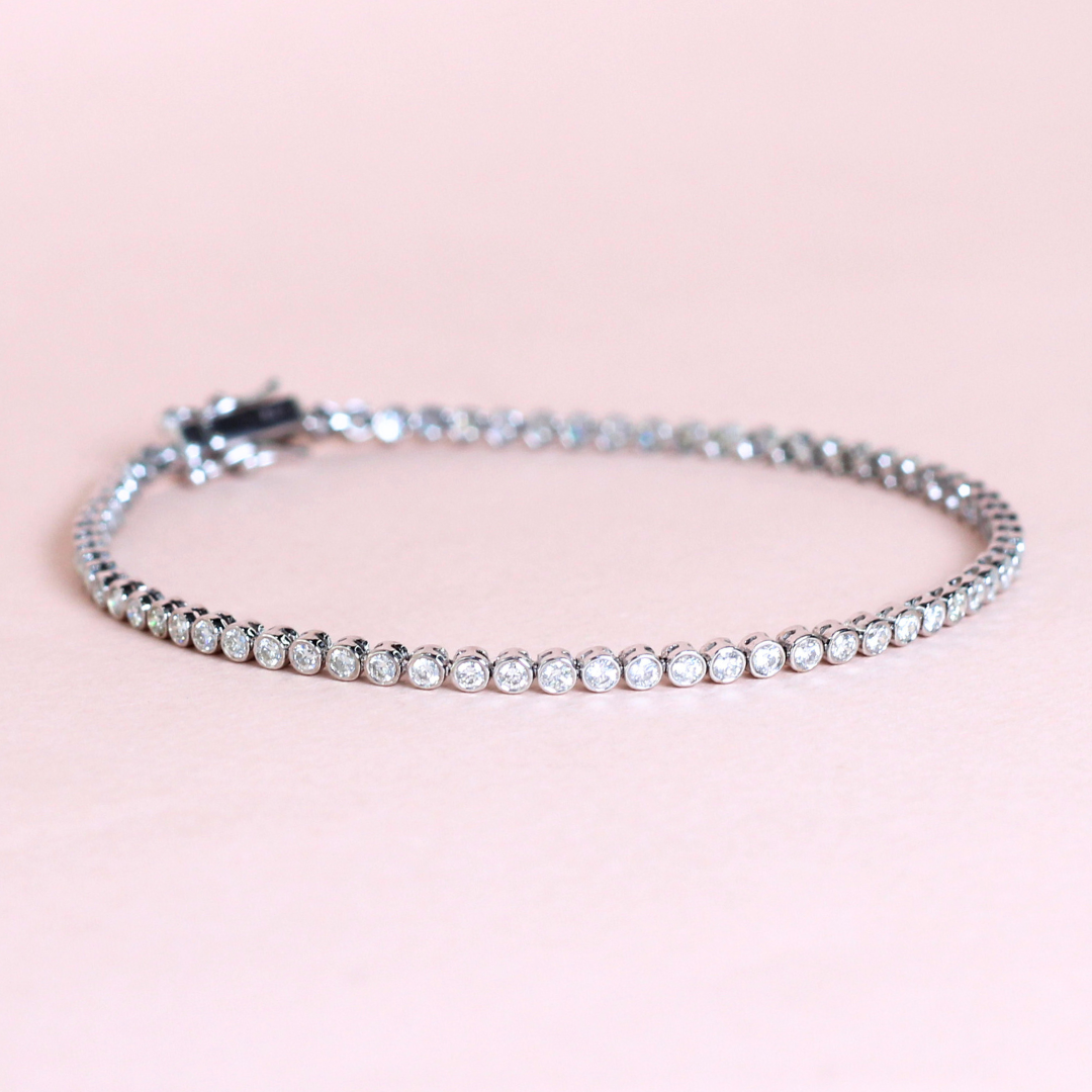 1.57cts Round cut bezel Tennis bracelet