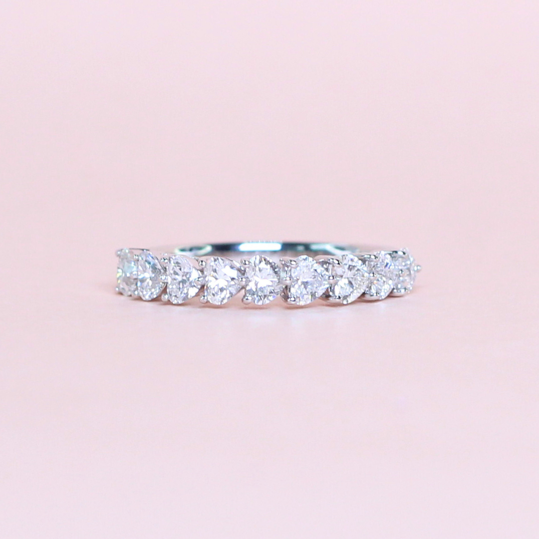 .90cts 9-stone Heart cut Half Eternity ring