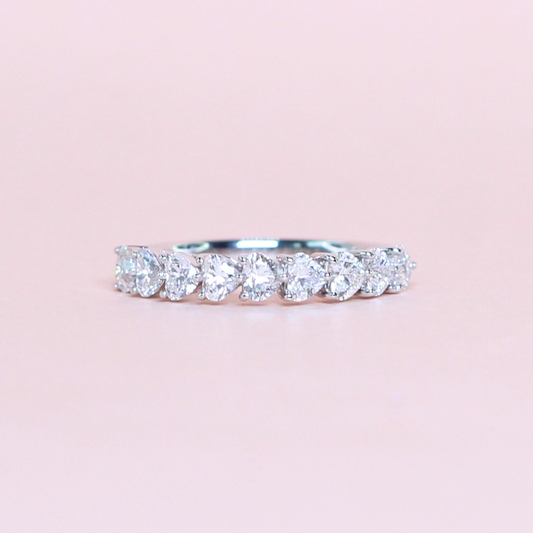 .90cts 9-stone Heart cut Half Eternity ring