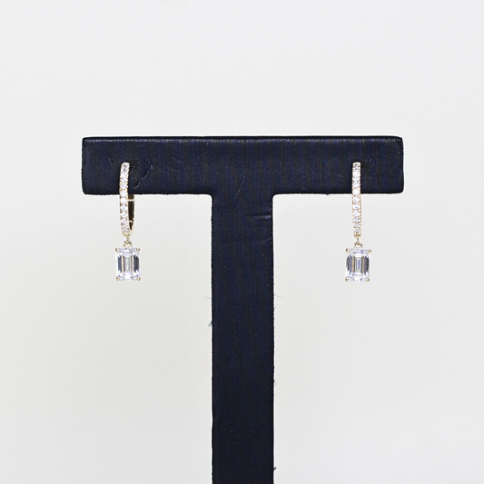 2.40cts Emerald cut Moissanite Drop earrings