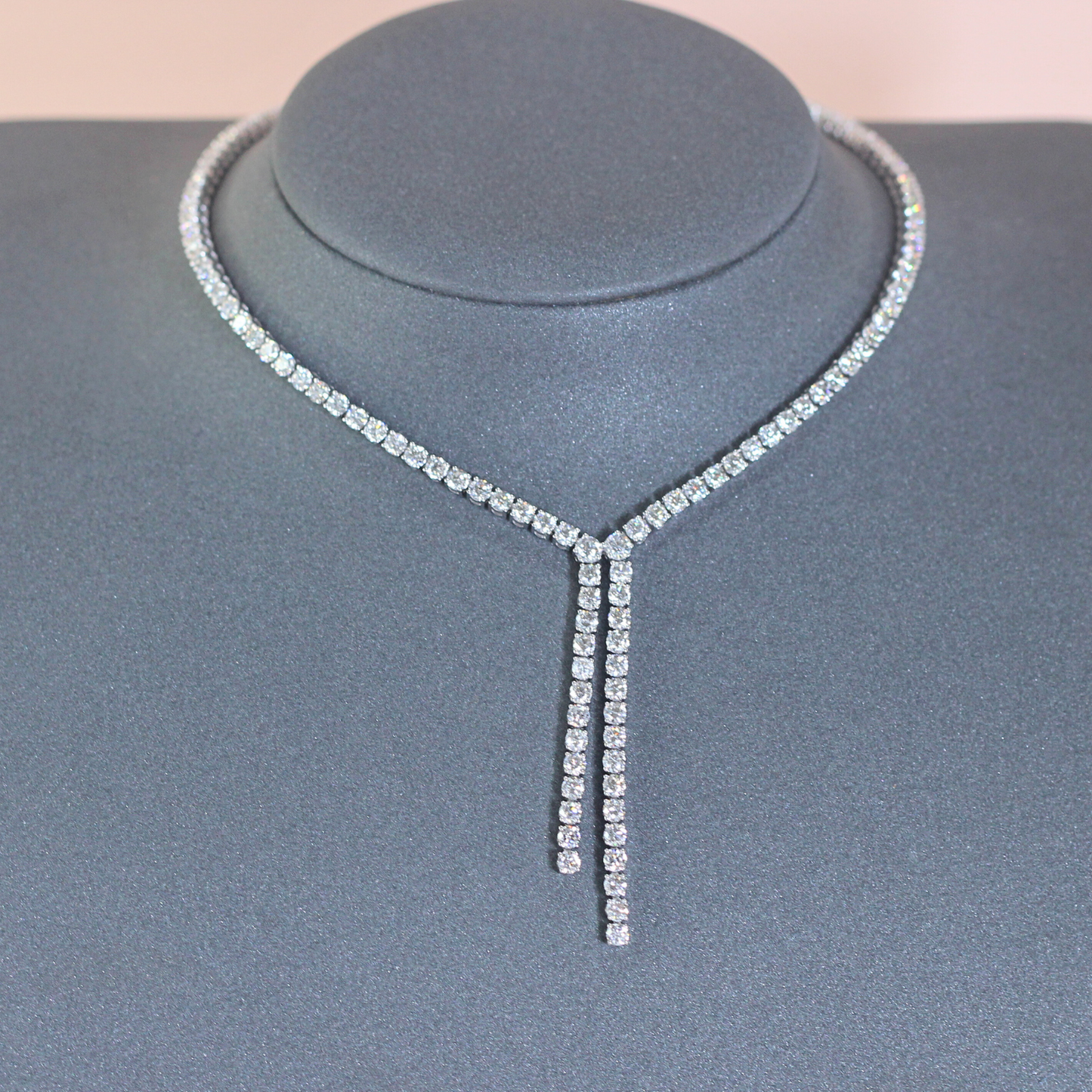 14.35cts Round cut Drop Tennis necklace