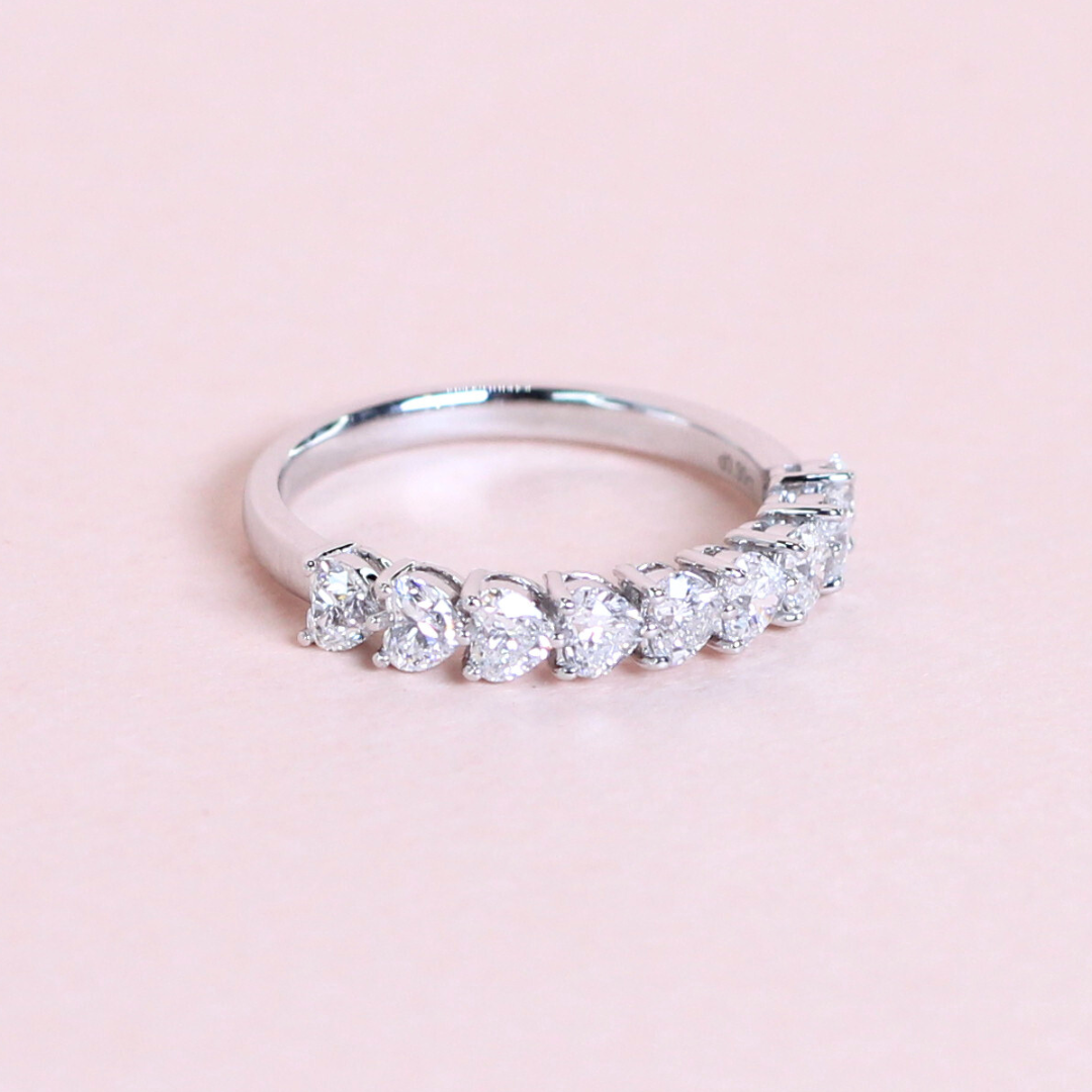 .90cts 9-stone Heart cut Half Eternity ring