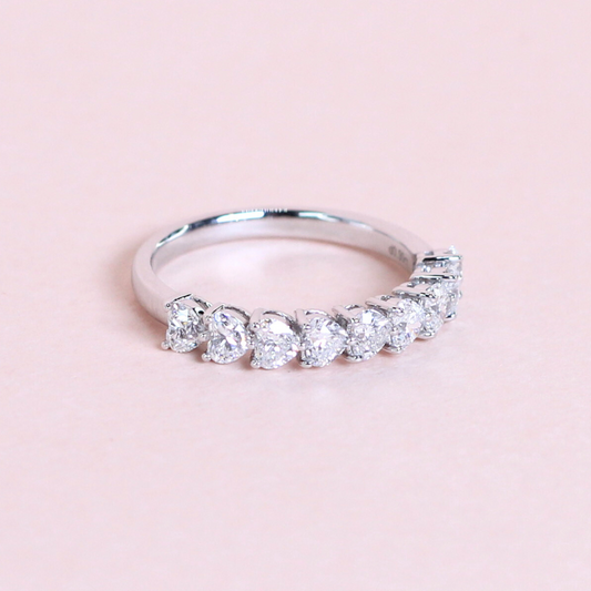 .90cts 9-stone Heart cut Half Eternity ring