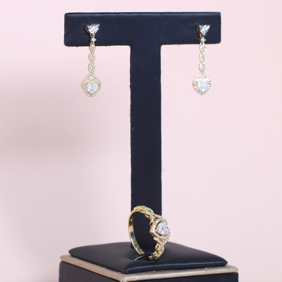 .76cts Heart illusion Dangling set