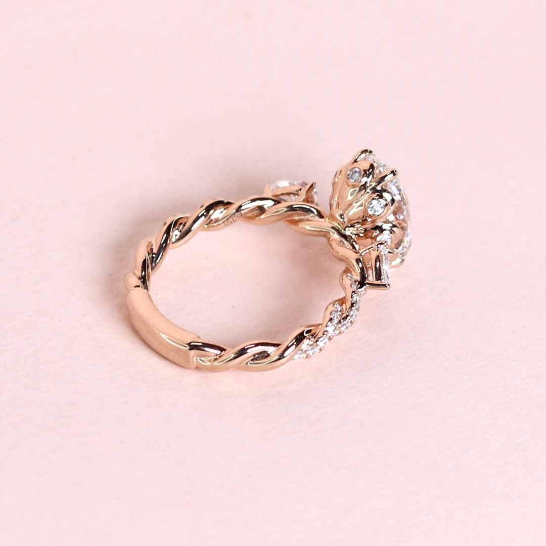 3.52ct Oval lab-grown diamond ring on twisted band