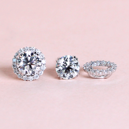 2.32cts Round cut stud earrings with detachable halo