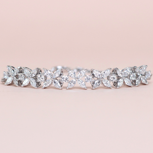 Marquise and Round diamond Flower bracelet