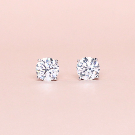 1.04cts Round cut Lab-grown Solitaire Stud earrings