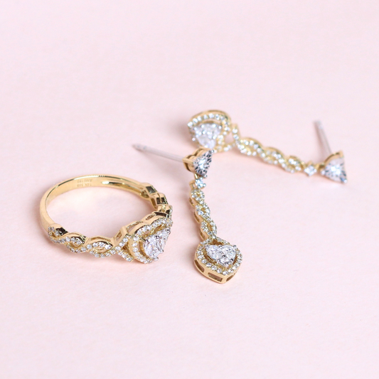 .76cts Heart illusion Dangling set