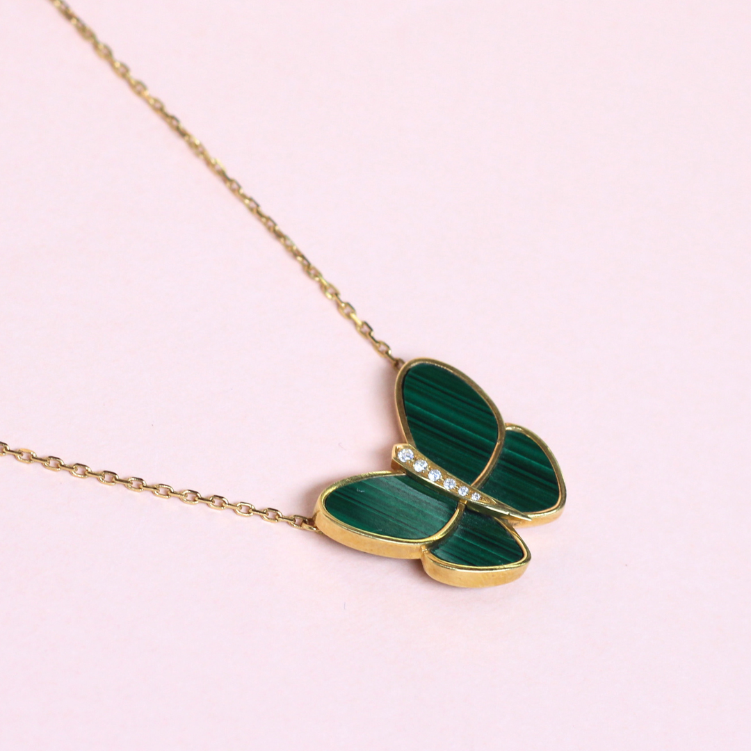 Green Malachite Butterfly Necklace