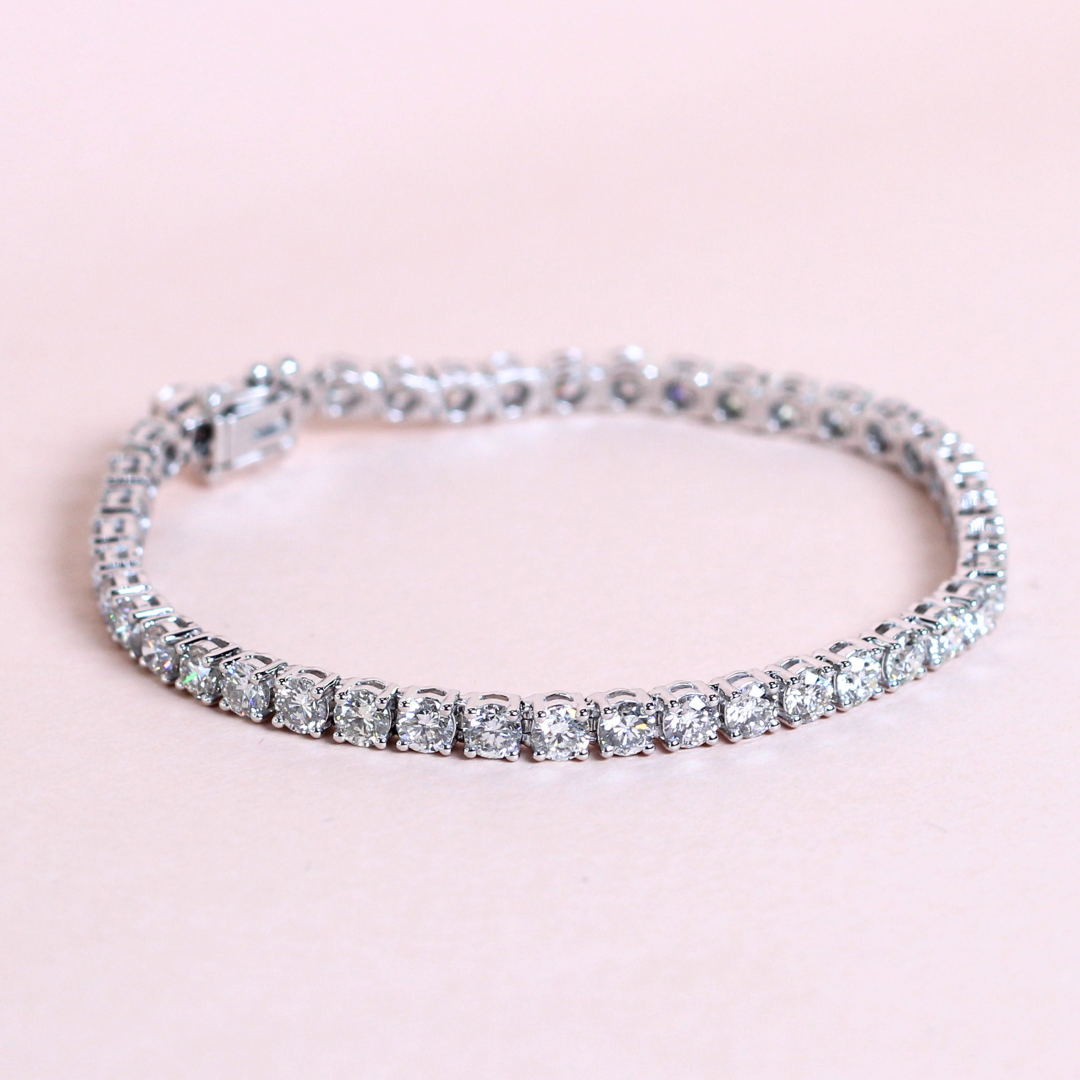 6.47cts Round cut Platinum Tennis bracelet
