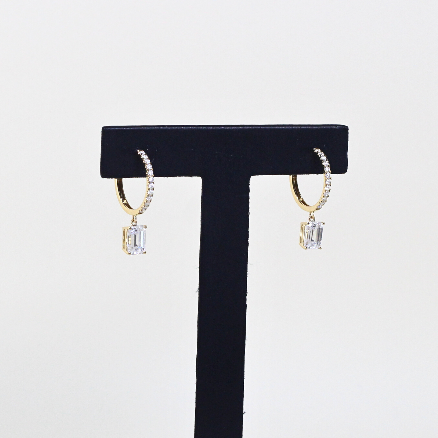 2.40cts Emerald cut Moissanite Drop earrings
