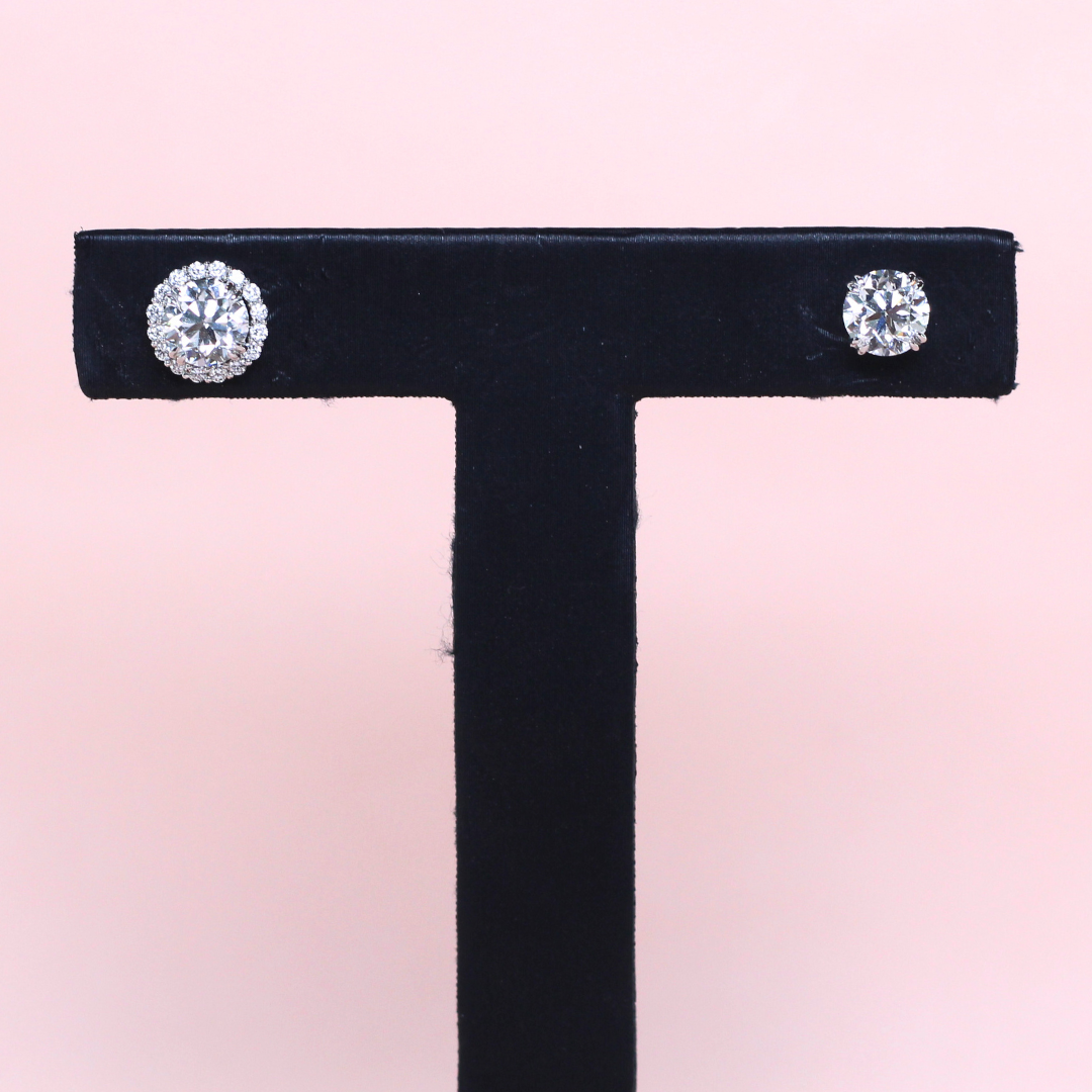 2.32cts Round cut stud earrings with detachable halo