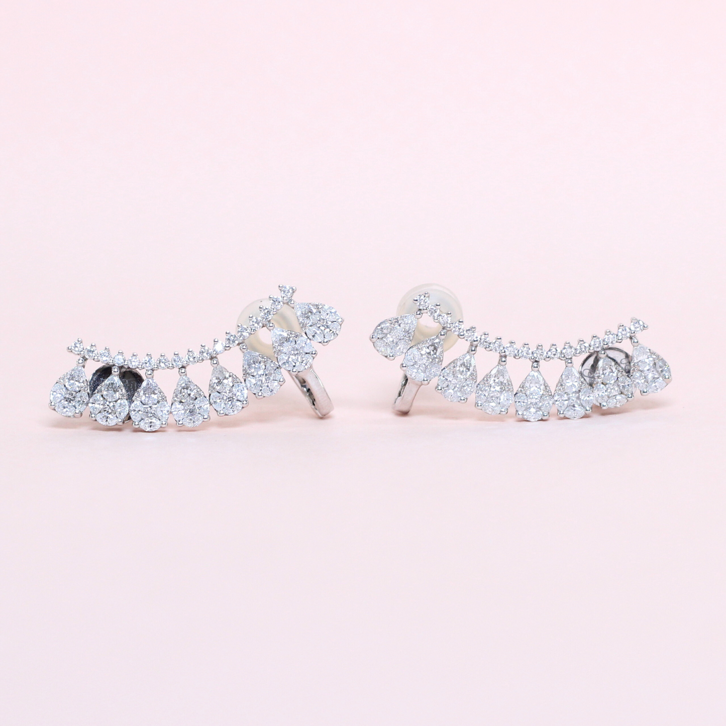 1.30cts Pear Illusion Crawler earrings