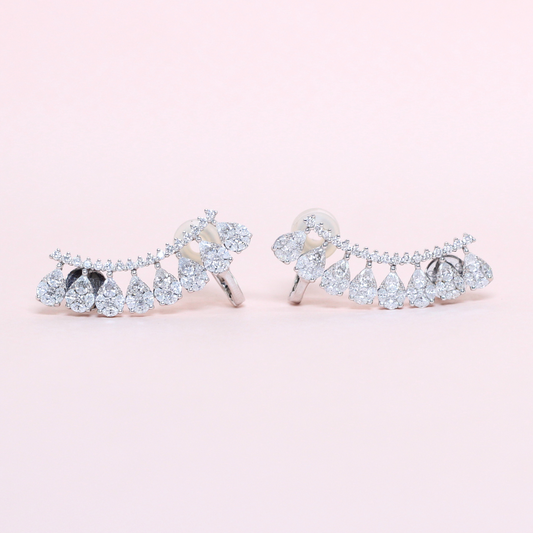1.30cts Pear Illusion Crawler earrings