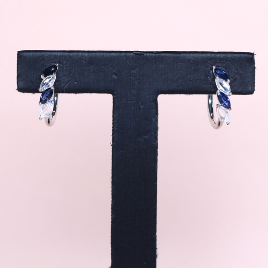 .91cts Marquise cut Sapphire and Diamond Huggie earrings