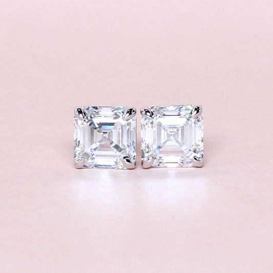 4.09cts Asscher cut Lab-grown Stud earrings