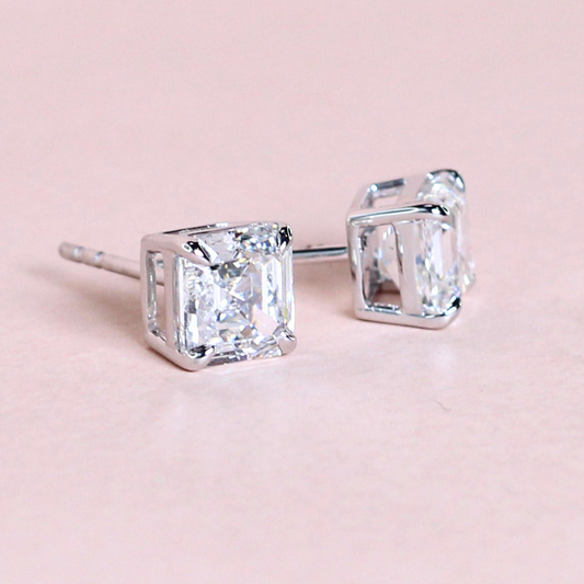 4.09cts Asscher cut Lab-grown Stud earrings